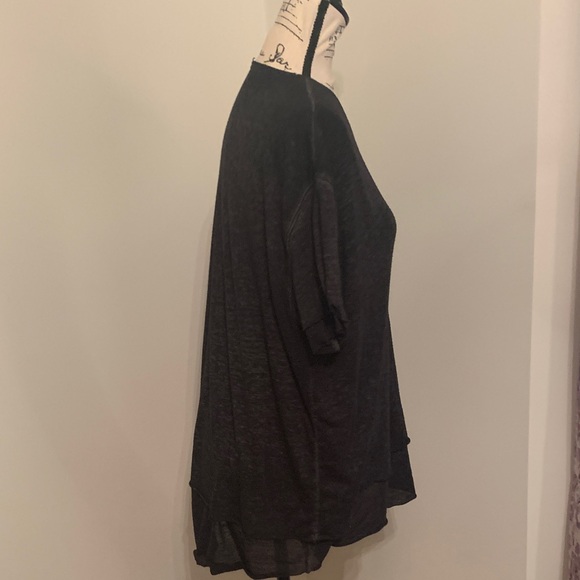 Free People We The Free Charcoal Black Short Sleeve Burnout Tee - Picture 7 of 16